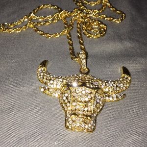 Gold Filled bull pendant necklace